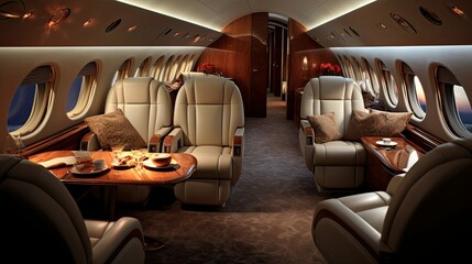 sleek business jet interior