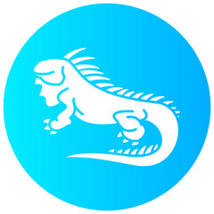 iguana round glyph vector icon