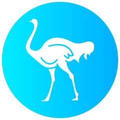 ostrich round glyph vector icon