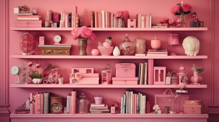 organized pink shelf