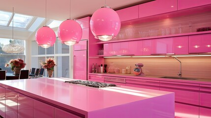 fuchsia pink kitchen