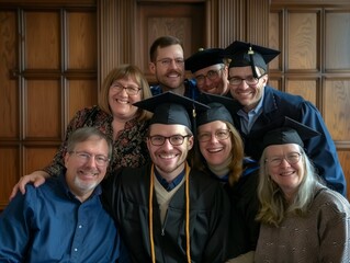 Virtual group photo with the graduate and online relatives. 