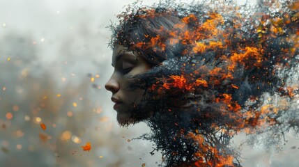 A conceptual artwork melding technology with organic elements, reflecting on the intricate balance between human innovation and the natural world