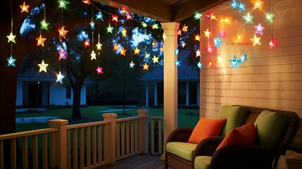 whimsical porch string lights