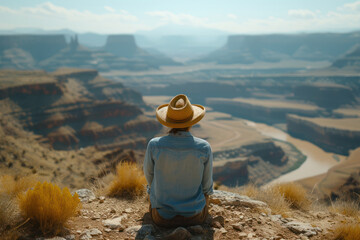Backpacker enjoying a view in the valley