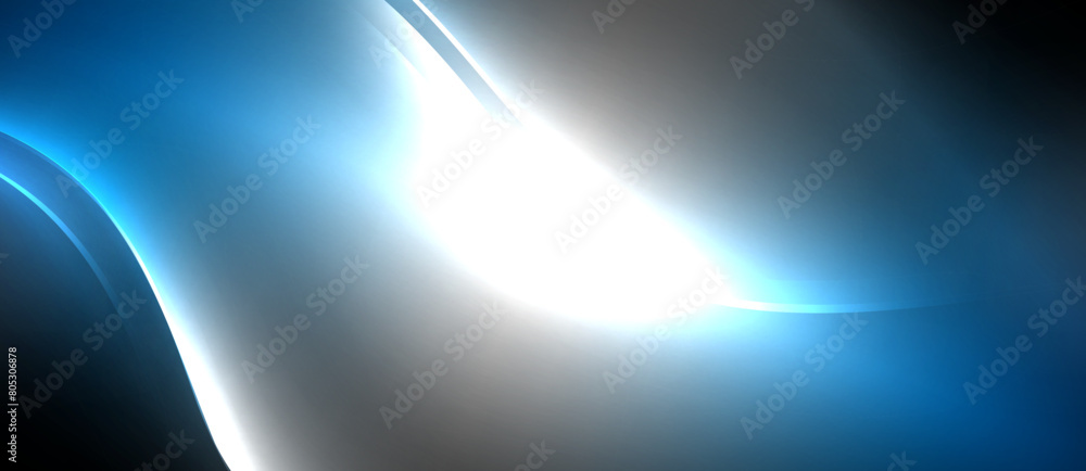 Poster in the vast darkness of space, an astronomical object glowing electric blue emits a stunning white l