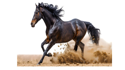 Horse running in a field isolated on a transparent background, PNG, Ai, High Quality 