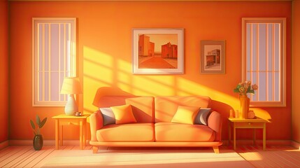 warm blurred orange home interior