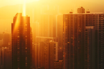 Fototapeta premium High-rise Buildings with Golden Hour Glow