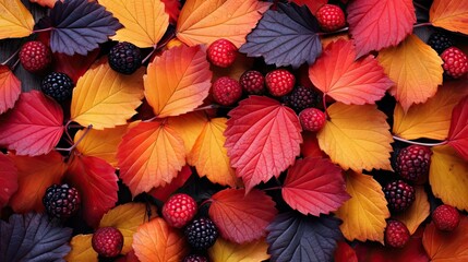 crpet leaf raspberry fruit A beautiful autumn scene with