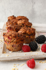 Sugar-Free Baked Oat Breakfast Muffins with Berries
