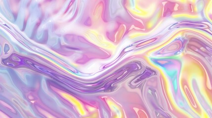 A seamless pattern with holographic liquid in a pastel rainbow, their colors swirling and blending to create an ethereal atmosphere.
