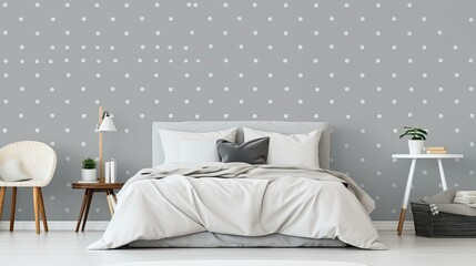 bedroom grey polka dots