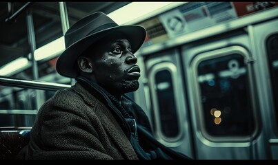 A man riding on the subway - obrazy, fototapety, plakaty