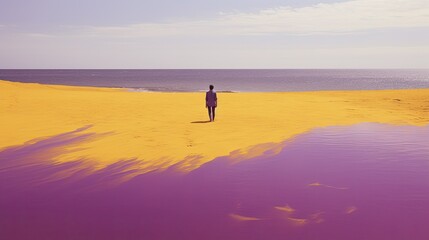 person purple sand