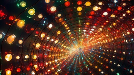 vibrant christmas lights in circle