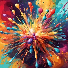 Explosion of Colors: Bright and energetic abstract overflowing with life and joy - obrazy, fototapety, plakaty