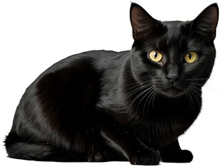 vector art realistic black cat on tranaperent background