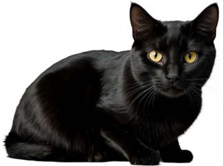 vector art realistic black cat on tranaperent background
