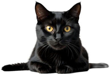 vector art realistic black cat on tranaperent background
