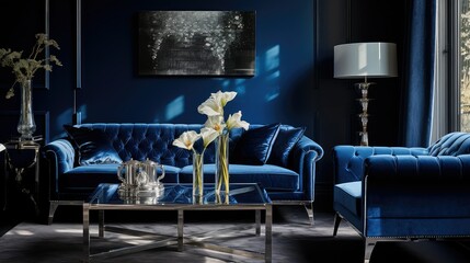 sophisticated blue interior design