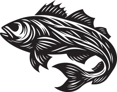 recommend clip art: Sea fish silhouette isolated on white background. logo 