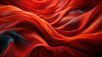 Obraz premium Beautifully Fluttering Red Color Fabric Heavenly in Space With Delicate Folds on Blurry Background