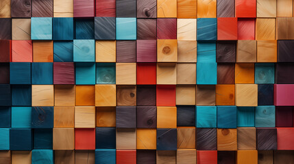 Vivid Wooden Cube Pattern for Modern Design