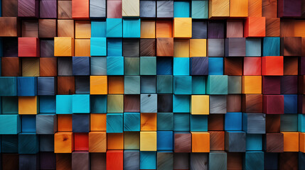 Artistic Color Block Design with Wooden Texture