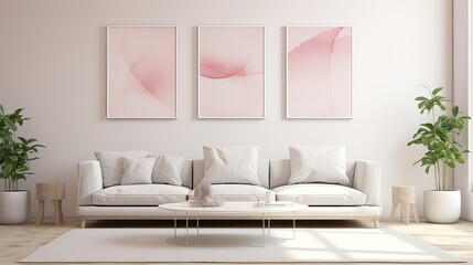 abstract white and pink with plant minimal