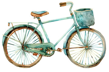 Whimsy watercolor of A Bicycle clipart, watercolor clipart, Perfect for nursery, isolated on white background 