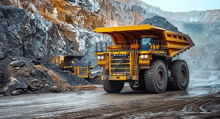 The Crucial Role of a Big Yellow Truck in Anthracite Coal Extraction at an Open Pit Mine