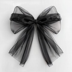 AI generated illustration of a black bow crafted from organza and netting in black color