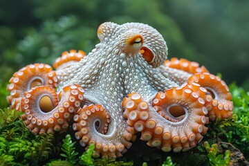 Naklejka premium A detailed close-up of a textured octopus with suction cups, showcasing marine life and biological intricacies