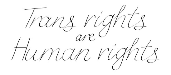 Trans rights are human rights hand written text phrase quote vector illustration isolated on transparent background. Simple line lettering ideal for t shirt print