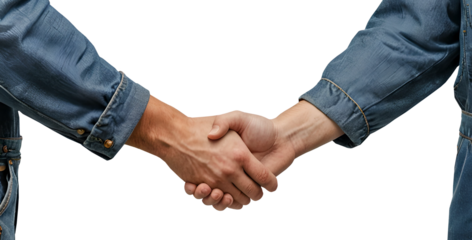 two people shake hands, synonymous with respect, friendship, agreement. File in PNG