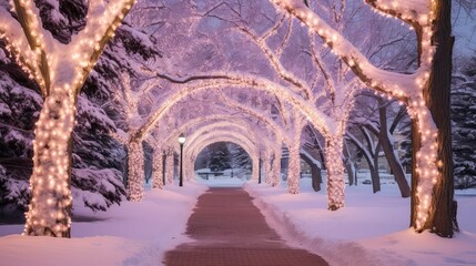 prk winter wonderland lights A snow-covered park is the