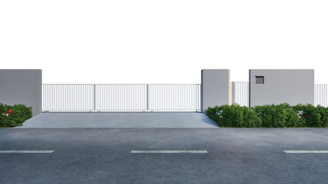 Architectural element and outdoor design. 3D rendering of modern residential entrances.