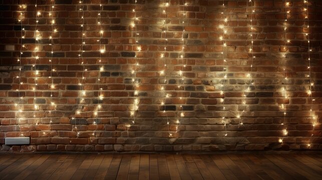 brick rustic background with lights