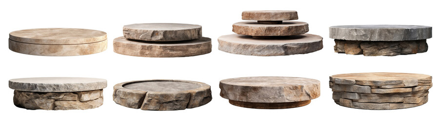 Round stone podium for product display, cut out