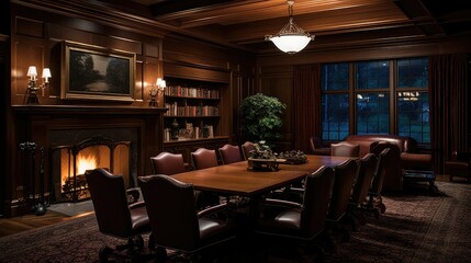 mahogany dark conference room