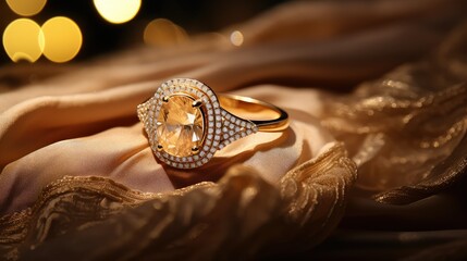 Naklejka premium light golden sparkling ring