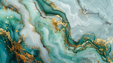 Luminous Turquoise Marble Texture with Gold Details