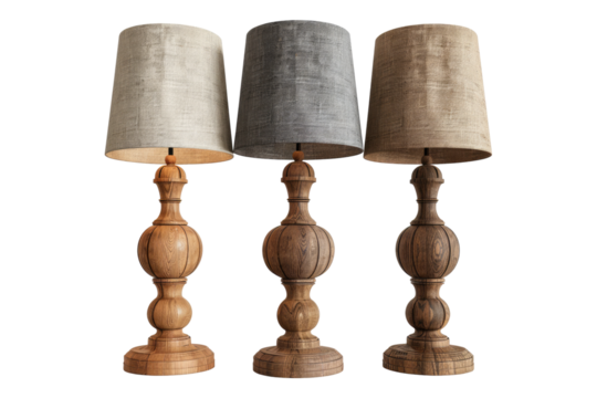 Set of rustic table lamp isolated on transparent background