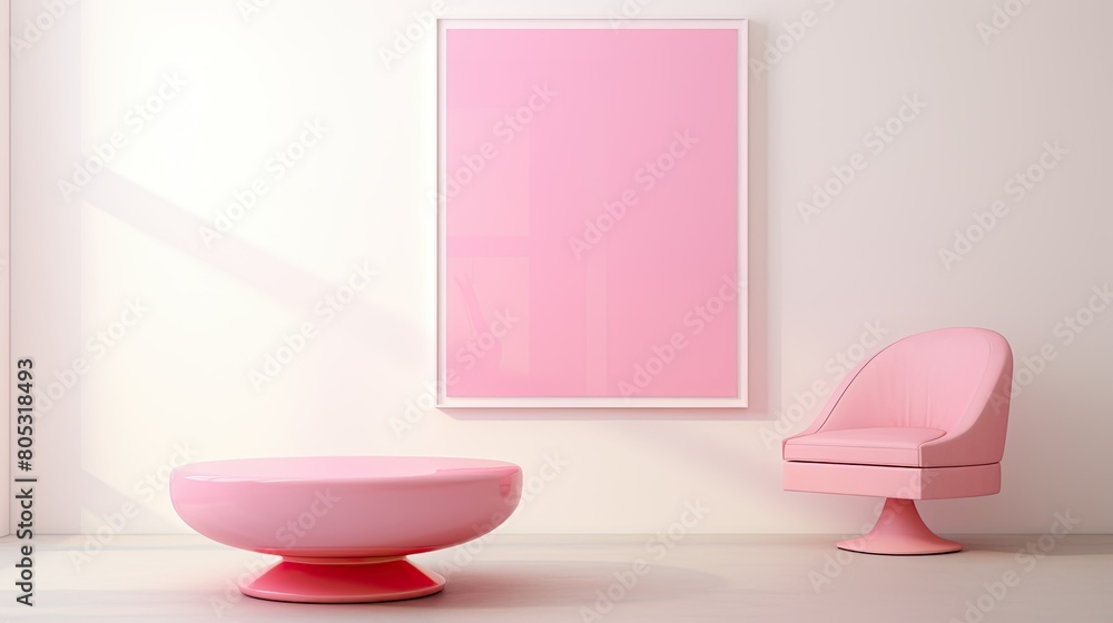 Poster living pink pedestal