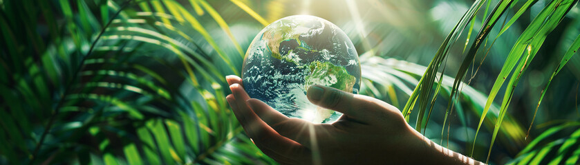 Hands Holding the Earth. Global preservation and ecological balance for Earth Day and World Environment Day. Environmental sustainability for a greener future. Save the planet. Climate change action.