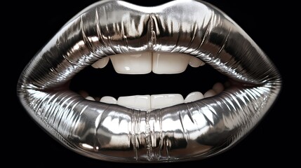 Naklejka premium metallic silver lips