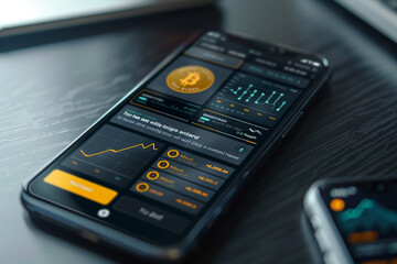 Zoomed-in image of a cryptocurrency wallet interface on a smartphone, blockchain security features highlighted 