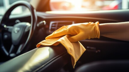 dashboard blurred car interior cleaning