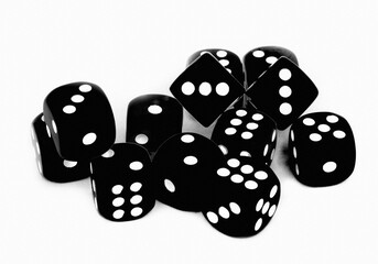 close up of color dice isolated on white background